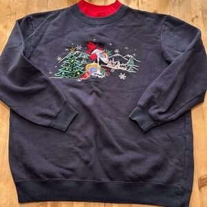 Vintage Embroidered Christmas Sweatshirt M